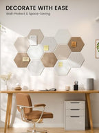 Fluxynara 12-Pack Hexagon Felt Bulletin Board Tiles, Stone Beige-1 - Image 6