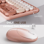 UBOTIE Wireless Keyboard and Mouse Combo, Phone Holder (Peach) - Image 4