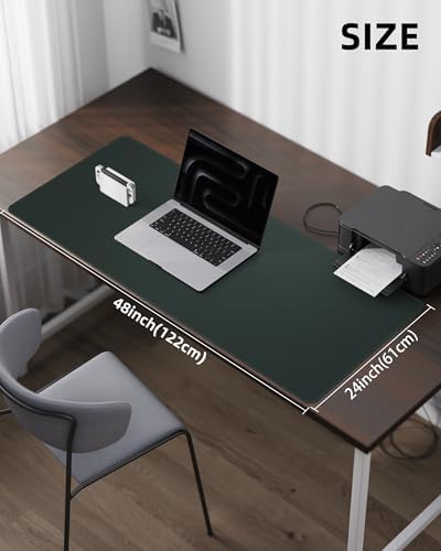 Leather Desk Pad Protector,48"x24" - Premium Desk Mat, Office Desk Mat, Large Mouse Pad,Non-Slip Desk Blotter,Waterproof Desk Writing Pad for Office and Home(Dark Green) - Image 5