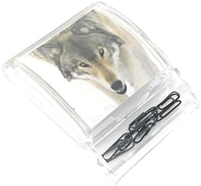 Sticky Notes Memo Pad Holder and Paper Clips Set (Wolf Face) by Stationery+Creations
