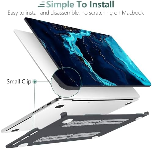 DONGKE Compatible with MacBook Pro 16 Inch Case (2026-2021 Release, M5 M4 M3 M2 M1 Pro/Max Chip), Plastic Hard Shell Cover with Keyboard Cover & Screen Protector for MacBook Pro 16", Blue Marble - Image 4