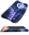 Ergonomic Wave Wrist Rest with Keyboard Stand, Cushioned Palm Rest, Comfortable Integrated Memory Foam for Natural Typing and Relieve Wrist Pain, Moon and Starry Sky by KUOSGM