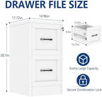 Ckzbx 2 Drawer File Cabinet with Lock, Narrow Vertical Filing Cabinet, Under Desk File Cabinets,White Metal Dresser Cabinets for Home Office,Fit Letter/A4/Legal Size File - Image 2