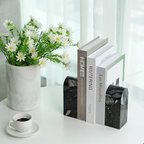 Koville Luxury Marble Bookends for Shelves, Decorative Stone Book Ends, 7lbs Heavy-Duty Marble Book Holders, Bookshelf Apartment Decor for Normal Books/CD/Video Games - Image 7