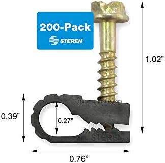 STEREN Coaxial Cable Clips - Cable Holder - Siding Clips for Hanging - Cord Holder for Desk - Cable Clamps - Cord Clip - Wire Organizer Clips - Tv Mount Screws (Black, 200 Count - Single Screw) - Image 5
