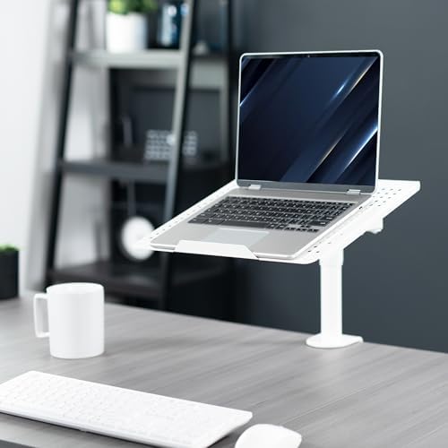 VIVO Single Laptop Notebook Desk Mount Stand, Fully Adjustable Extension with C-clamp, Fits up to 17 inch Laptops, White, STAND-V001LW - Image 2