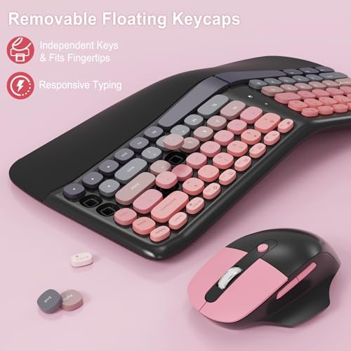 Ergonomic Wireless Keyboard Mouse, Mechanical Gaming Set with Wrist Rest - Image 3