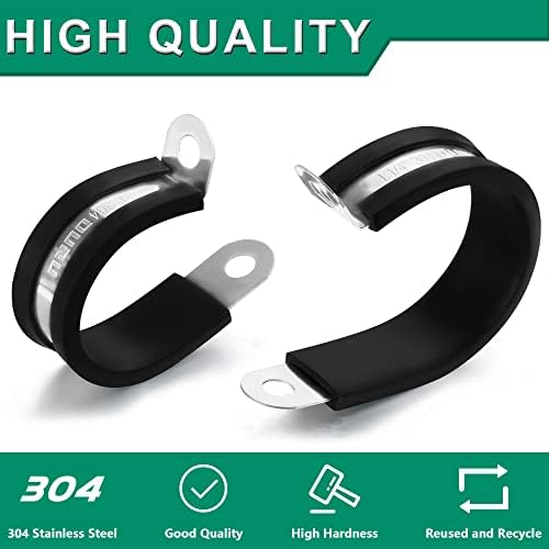 OURU 1-1/2 Inch Cable Clamps, Rubber Coated Insulated Clamps, 50pcs, 38mm - Image 2