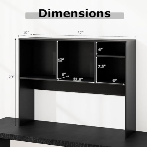 Desktop Bookshelf, 3-Tier Wood Countertop Bookcase with 5 Shelves, Desk Hutch for College Dorm, Multipurpose Desk Organizer Shelf Display Rack for Home Office, Hutch Top Only - Image 2