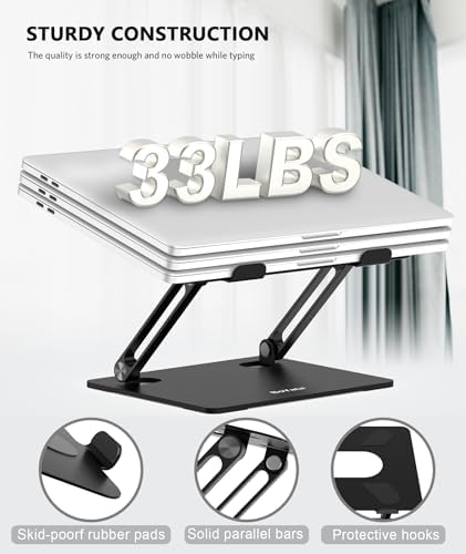 BoYata Laptop Stand, Adjustable Multi-Angle Riser, Up to 17 Inches, Black - Image 6