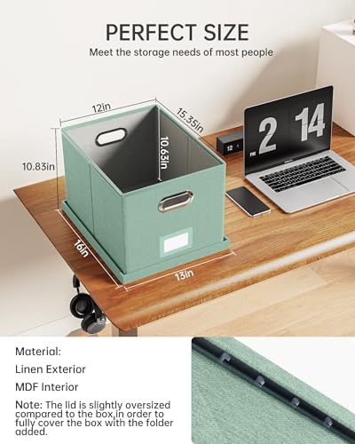Oterri 2 Pack File Storage Organizer, Filing Box, Portable File Box with Lid, Fit for Letter/Legal File Folder Storage, Document Organizer, Green - Image 3