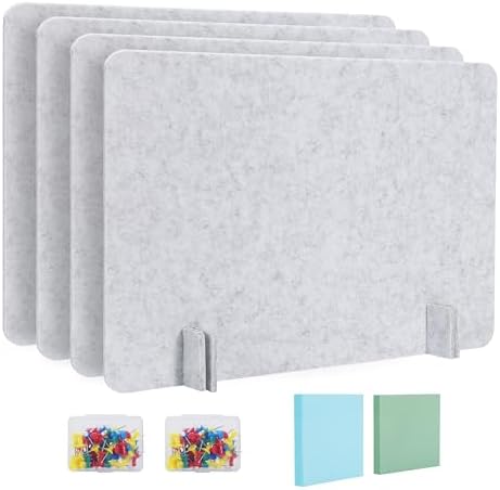 Desk Privacy Panel Acoustic Divider Panel Portable Desk Partition Desk Divider Noise Visual Isolate Table Divider for Student Study Office Library (Gray-4, 15.75" x 23.6") by deleite