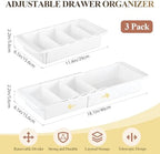 Expandable Deep Drawer Organizer Bins for Desk, White, 3 Pcs - Image 3