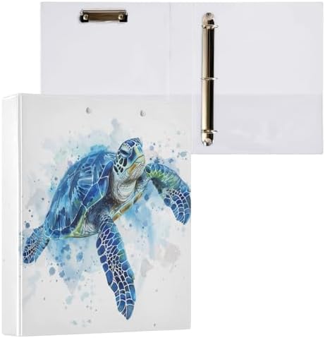 ALAZA Sea Turtle Watercolor 3 Ring Binder Set 1.5 Inch Three Ring Office Binders w/clipboard & 3 Pockets, Hold 200 Sheets - Image 3
