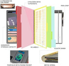 Ospelelf Clipboard with Storage for Men Women, Leather Padfolio Portfolio Organizer 5 Folders with 10 Pockets, Spiral Clipboard Folio with Notepad for Letter Size, Elastic Closure and Pen Loop Grey - Image 3