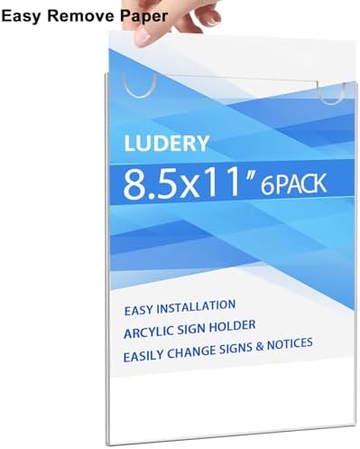 Acrylic Sign Holder 8.5 x 11 Vertical, Wall Mount Document Holder, Clear Plastic Picture Frame with Tape Adhesive and Screws for Office, Home, Store, Restaurant - 12 Pack - Image 4
