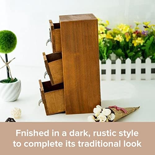 Mini Vintage 3 Drawer Desktop Organizer - Rustic Card Catalog with Label Holders - Small Chest for Storage and Organization - Library Box - 2-Pack - Image 6