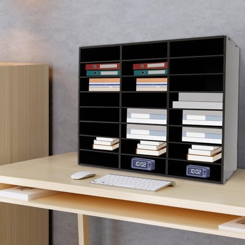 24 Slots Literature Organizer Desktop, Document Mail Literature Classroom Mailbox Office Mailbox Organizer, Wood Adjustable Literature for Office Home School Classroom Keepers (Black) - Image 5