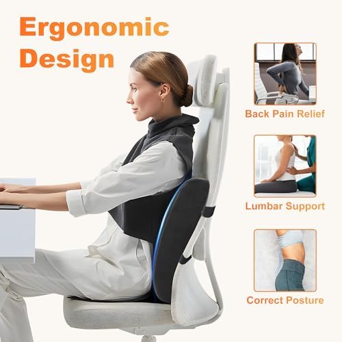CILI Lumbar Support Pillow for Office Chair with Heat Vibration,Heated Back Support Pillow,Chair Massager for Back Pain Relief,Back Rest Cushion Pillow for Desk Sofa Home,Gifts for Women Men Mom Dad - Image 6