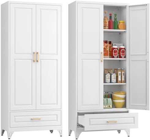 Polup 75" Metal Storage Cabinet, Tall Kitchen Pantry Cabinet with 1 Drawer by POLUP