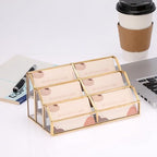 Hipiwe Gold Glass Business Card Holder for Desk, 6-Slot Can Holds 400 Cards - Image 3
