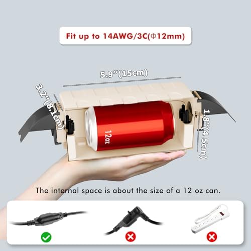 Flemoon Small Outdoor Electrical Box, IP55 Waterproof Extension Cord Cover - Image 2