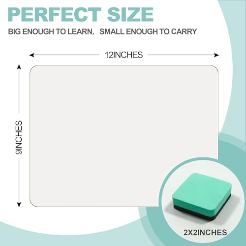 30 Pack Small White Boards, 9"x12" Double Sided Personal Dry Erase Boards Portable Handheld Whiteboards for Kids, Students, Teacher School, Include 30 Markers, 30 Erasers, 30 Pen Clips - Image 3