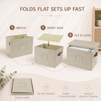 2-Pack Collapsible Storage Bins with Lid - Beige - Image 4