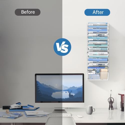14-Tier Wall File Organizer and Hanging File Organizer, White - Image 4
