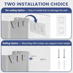 JOMOLA No Drilling File Holder 3 Pack Mail Organizer Wall Mount File Organizer Holder Office Wall Hanging Files Magazines Organizer Plastic Door Mount Wall Pocket with Adhesive Pad, Grey Color - Image 3