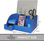 My Space Organizers Blue Desk Organizer, 9 Compartments, Office Supplies and Desk Accessories Organizer, Pen Holder Decor Desktop (Blue) - Image 5