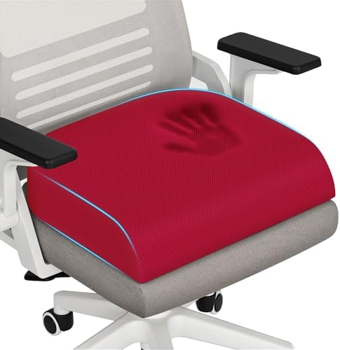 TranquilRelax Memory Foam Seat Cushion for Office Chair, 3-Inch, Red by Unknown