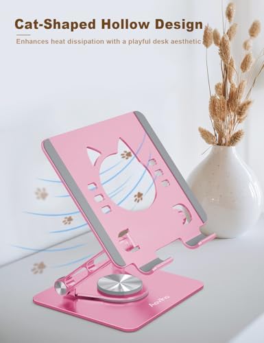 Aoviho Rotating Tablet Stand for Desk - [Adjustable] Drawing Stand for iPad, Portable Aluminum Desktop Holder, Compatible with 4.7–12.9 inch Devices (Pink) - Image 5