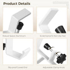 6 Pcs Desk Mount Bag Holders, Clamp On Under Desk Holders, Double Hook Design, Clip On Backpack Headphone Hangers for Tables, Portable Desk Purse Hooks, White for Home Office Use - Image 3