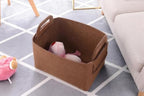 Minoisome Storage Basket Felt Storage Bin Collapsible& Convenient Box Organizer with Carry Handles for Office Bedroom Closet Babies Nursery Toys Laundry (Brown, 15.7inch（L）×11inch（W）×10inch（H）) - Image 3