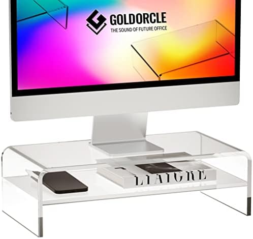 Acrylic Monitor Stand Riser Clear Computer Monitor Stand (Big) by GoldOrcle