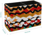 PU Leather Multi-Compartment Pen Holder Desktop Organizer Pencil Cup Storage Caddy for Office Home Supplies Bold Brushstrokes And Zigzag Lines with Ethnic And Tribal Motifs - Image 2