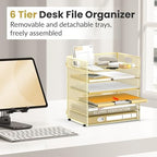 Daltack 6-Tier Paper Organizer for Desk with Handle, Gold, 2 Pack - Image 5