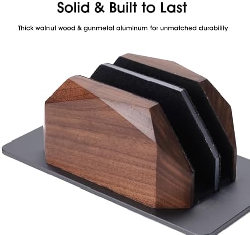 Walnut Vertical Laptop Stand, Dual Slot Wood Laptop Holder for Desk - Image 2