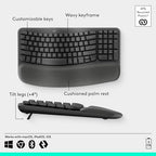 Logitech Wave Keys Ergonomic Wireless Keyboard with Palm Rest - Graphite - Image 6