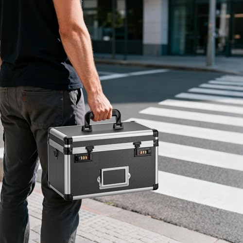 10.2 x 7 x 7.5 Inch Combo Lock Storage Box - Portable Safe for Valuables, Cash, Documents & Medicine | Heavy-Duty & Childproof | Home, Office, Travel Use (Black) - Image 7
