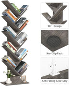 10 Tier Tree Book Shelf, Floor Standing Wood Bookshelf for Narrow Space - Image 6