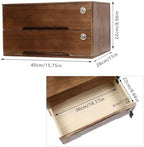 Wooden Desk Organizer with Drawers & Lock, Desktop Countertop Storage Cabinet Lockable Home Office Supplies File Tabletop Organizing Unit (2 Drawer - Retro Walnut) - Image 3