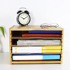 WKWKER File Organizer with 3 Adjustable Shelves Bamboo Document Letter Tray Paper File Sorter for Desktop Office Home Study Workstation Desk Storage Rack (Natural) - Image 6