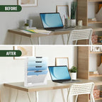 EASEPRES 6 Tier Mesh Hanging Wall File Organizer, Desk Vertical Mail Paper Document Folder Holder Rack with Bottom Tray and Nametag Label for Office Home School, White - Image 5