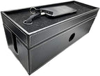 NEET Cable Management Box Large, Computer Cord Organizer, Hide and Conceal, Power Cable Organizer, Computers and Desks, Black Stitched Leather by NEET+Products+