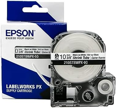LABELWORKS Epson 210STBWPX-90 Shrink Tube - Black on White - 10mm, AWG 4-12 by EpsonLABELWORKS