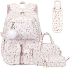 4PCS Corduroy Backpack for Girls with Insulated Water Bottle by Unknown