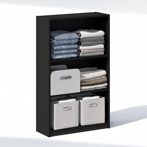 Furinno Reed Closet Organizers and Storage, 3-Tier Closet Organizer, Open Shelf Closet Storage, for Wardrobe, Bedroom, Living Room, Blackwood - Image 4