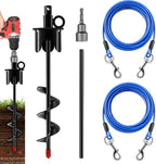 Dog Tie Out Cable&Stake,2x16FT Dog Leads for Yard,Heavy Duty Ground Anchor by Unknown